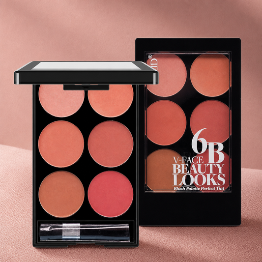 Sunset Soft Blush Palette with matte and pearl blush, bronze and contour shades