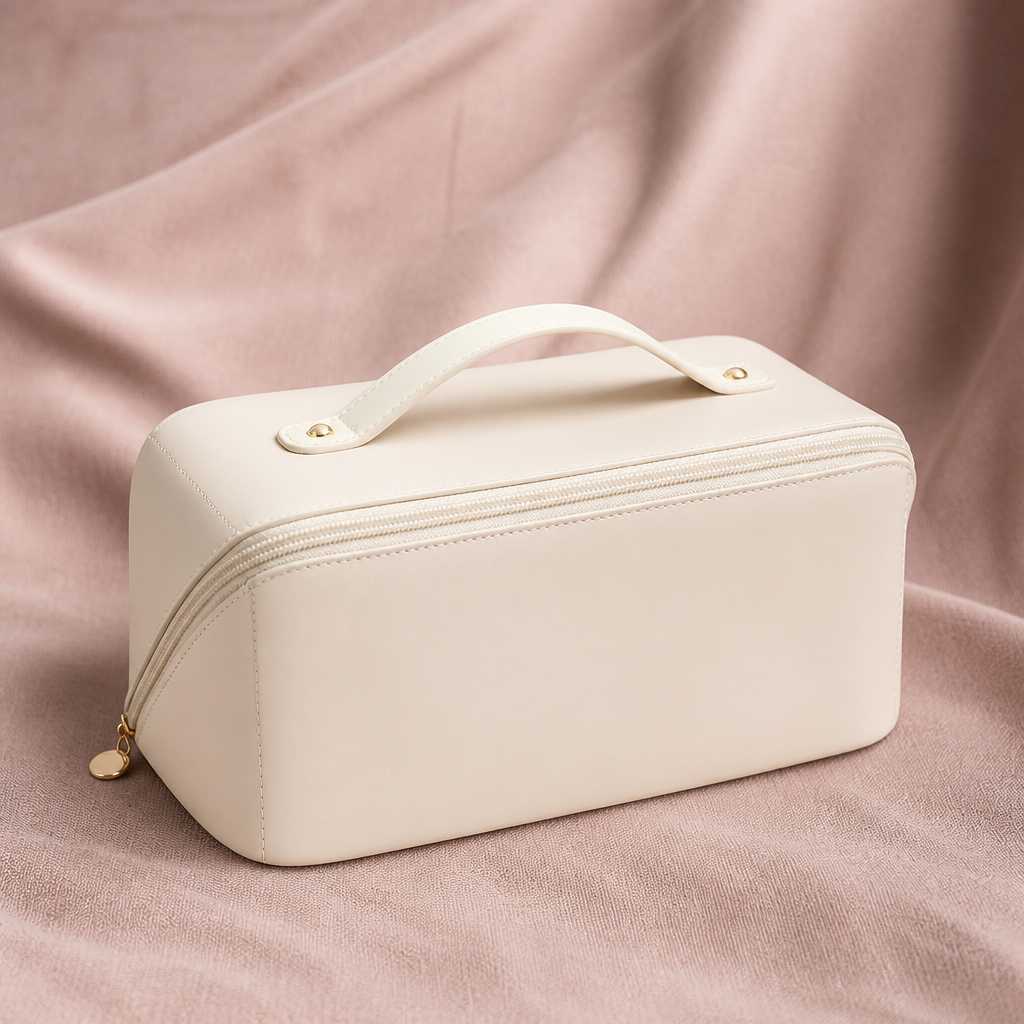 Vanity Soft Travel Pouch, zip makeup bag in one of four colors