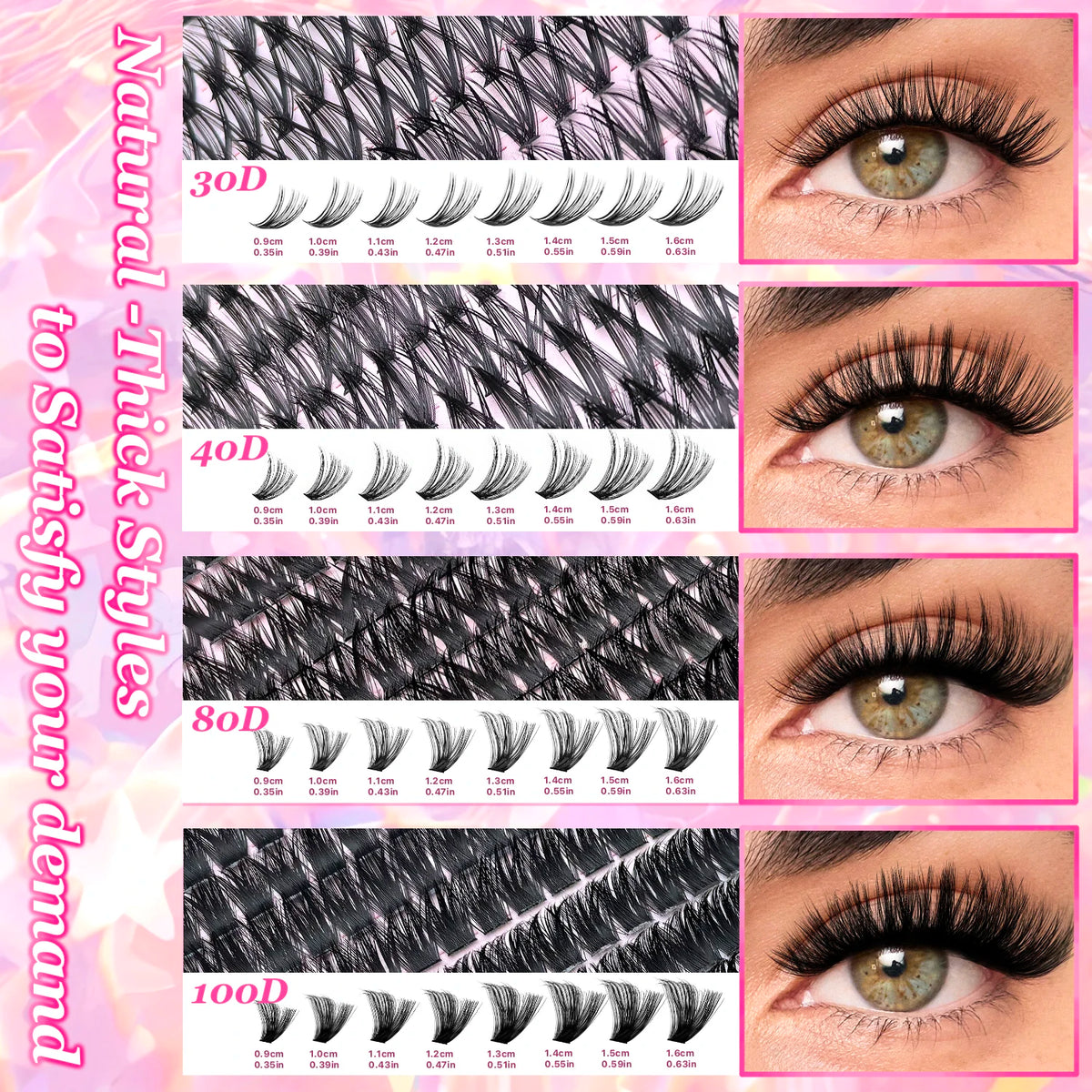 Soft Cluster DIY Lash Kit, cluster lashes in 9 to 16mm lengths